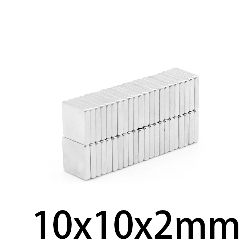 10/20/50/100/150/200/300/1000PCS 10x10x2 Square Strong Powerful Magnets 10*10*2 mm Block Rare Earth Neodymium Magnet 10x10x2mm