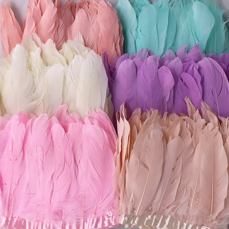 

10 ярдов, отделка гусиных перьев, бахрома, лента с гусиными перьями, черно-белые перья для поделок, свадебные украшения из перьев