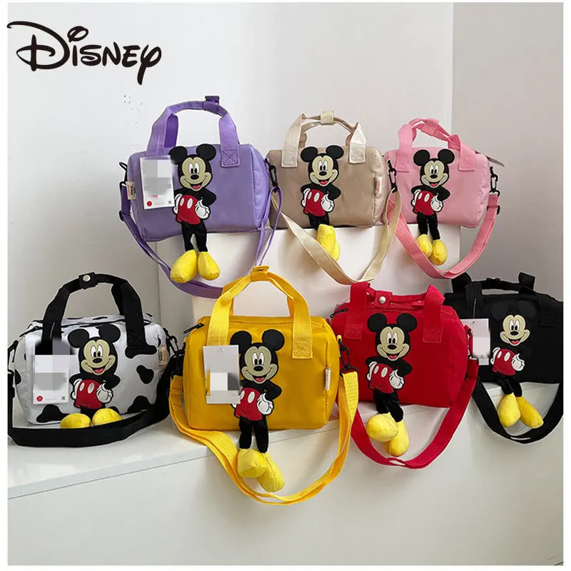 

MINISO Disney 2023 New Girls Bag Cute Mickey Mouse Pattern Bowling Bag Fashion Portable Shoulder Messenger Bag