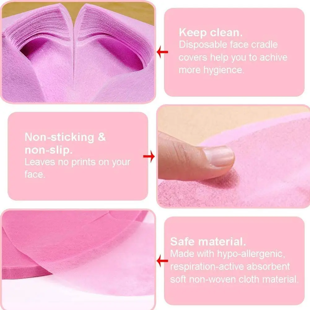 Non-Woven Fabric Disposable Spa Massage Cradle Table Sheets 100Pc Headrest Pad Face Pillow Hole Cover Face Rest Overlay Cushion