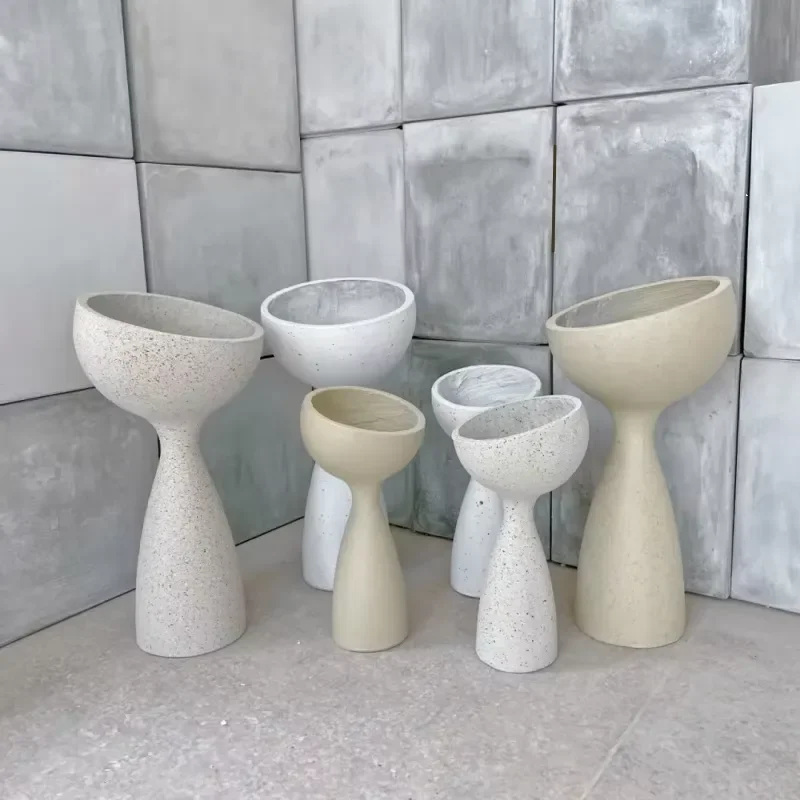 for Modern Garden Decorative Fiber Clay Flower Planter Different Size Wholesale Pot Cement Flowerpots