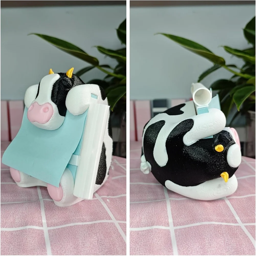 

AT82-Cow Sticky Note Holder Pops Up Note Dispenser With Pen Holder, Note Dispenser For Desk Home Office Accessories