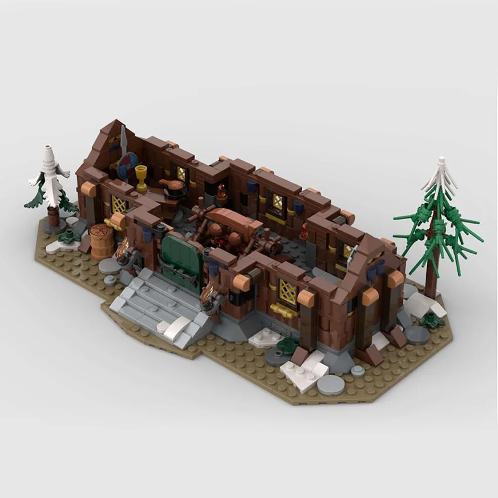 1231PCS MOC Medieval Street View Viking hut House of the Jarl  DIY creative Retro child Toy Birthday Gift building blocks