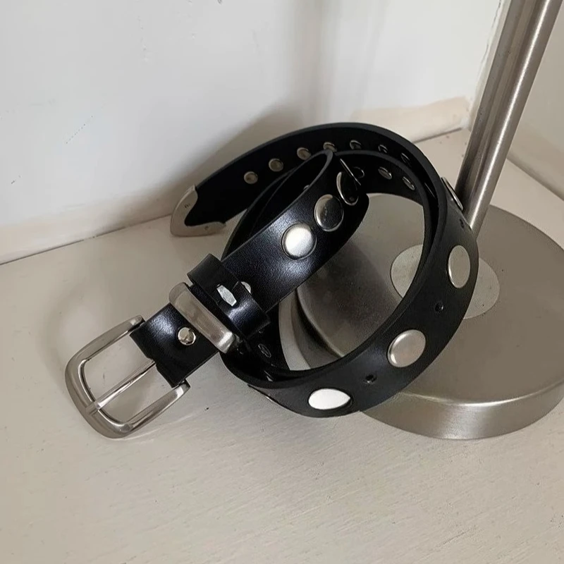 

Women Benny Belt with Studs Waistband Boldly Formed Buckle