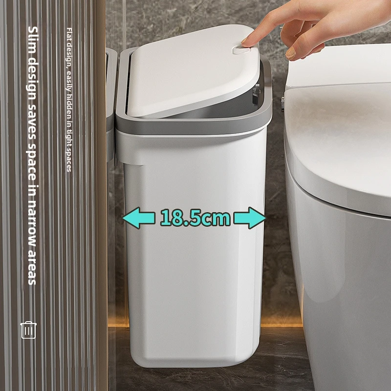 Poubelle murale à pression 12/16L pour salle de bain, toilettes, seau à déchets avec couvercle, poubelle de recyclage pour cuisine, corbeille à déchets suspendue