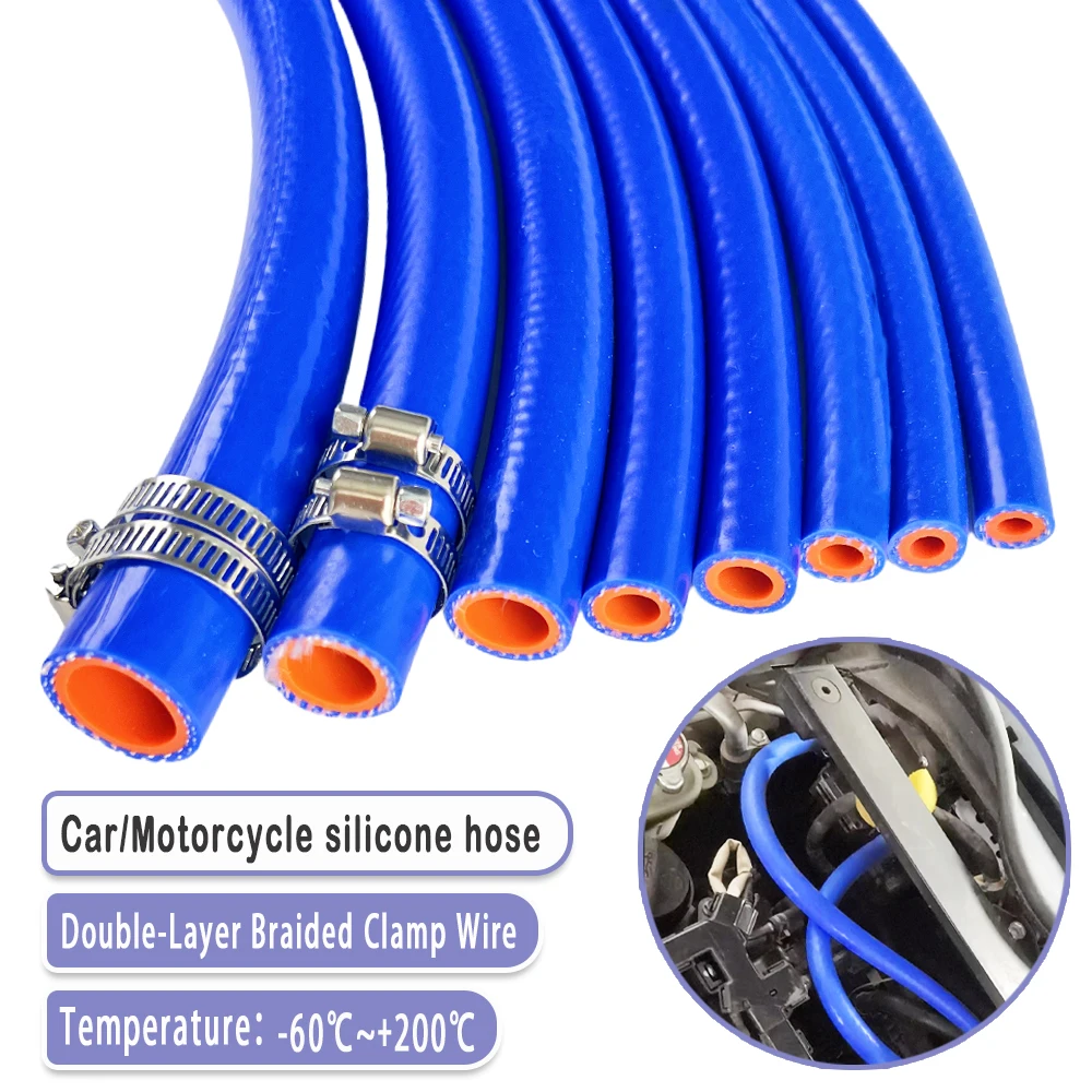 

Blue Auto Car Vacuum Hose Double-layer Clamp Wire Warm Air Water Pipe Silicone Hose Inner Diameter 6/8/10/12/14/16/18/20/22/25mm