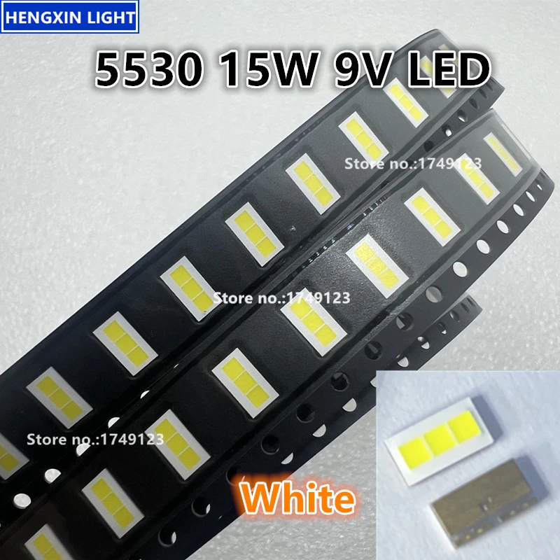 Super Bright 5530 15W 9V LED, White, High Beam, Low Beam Headlights, 3055 High Power Light-emitting Diode