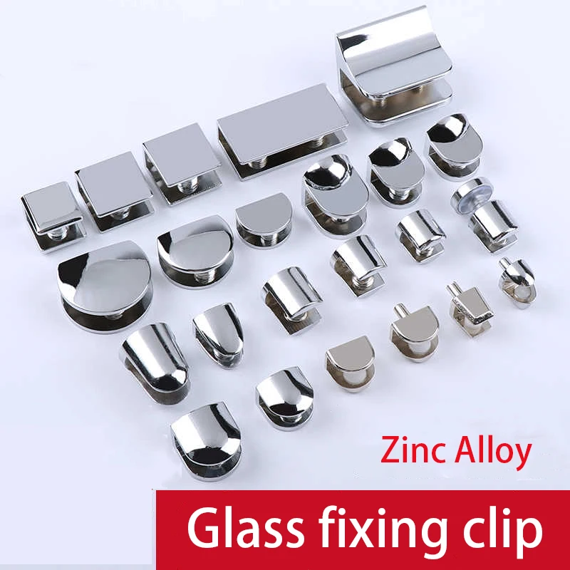 4/8/12Pcs Zinc Alloy Glass Mirror Clip Fixing Bracket Bathroom Wall‑Mount Mirror Glass Clamp Furniture Hardware