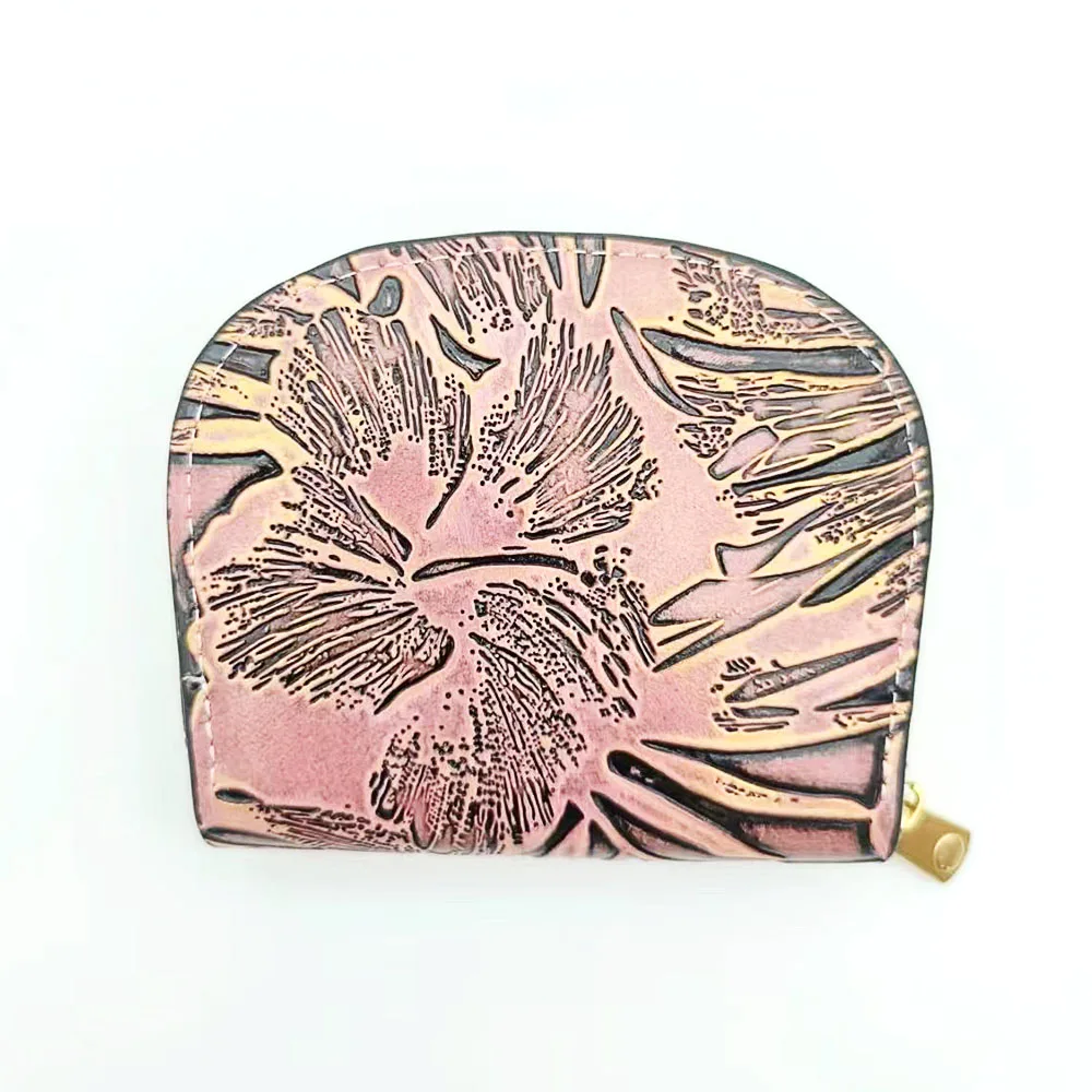 1PC Ladies Card Bag Hand-painted vintage banana leaf coin purse Delicate hand-held small bag card storage bag pattern random