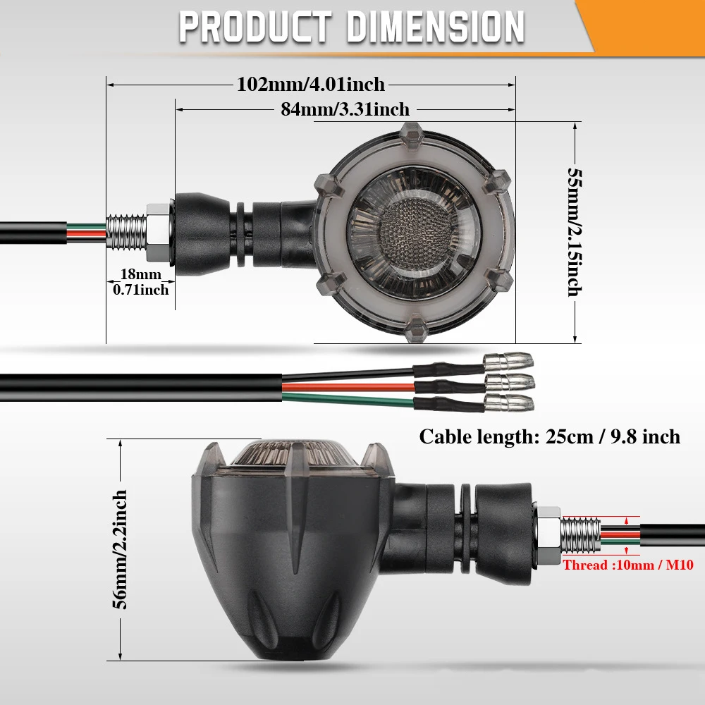 دراجة نارية جولة بدوره مصباح إشارة تسلسل مؤشر LED مصباح النهار تشغيل أضواء DRL للدراجات النارية مصابيح إشارة الانعطاف Led