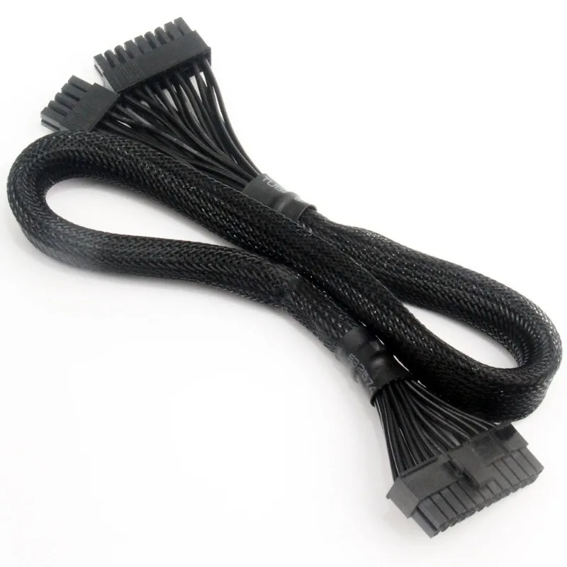 Durable 18+10pin to 24Pin Sleeved Power Cable For EVGA G1 P2 T2 PSU Modulars Black Meshed Line W3JD