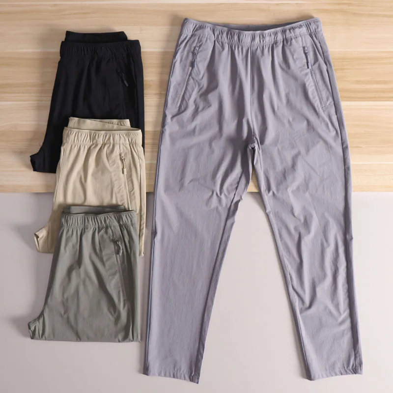 

Men's Summer Outdoor Spor Thin Casual Work Pants Qui Dry Breathable Lightweight Straight Leg Faion Urban Sle Trousers