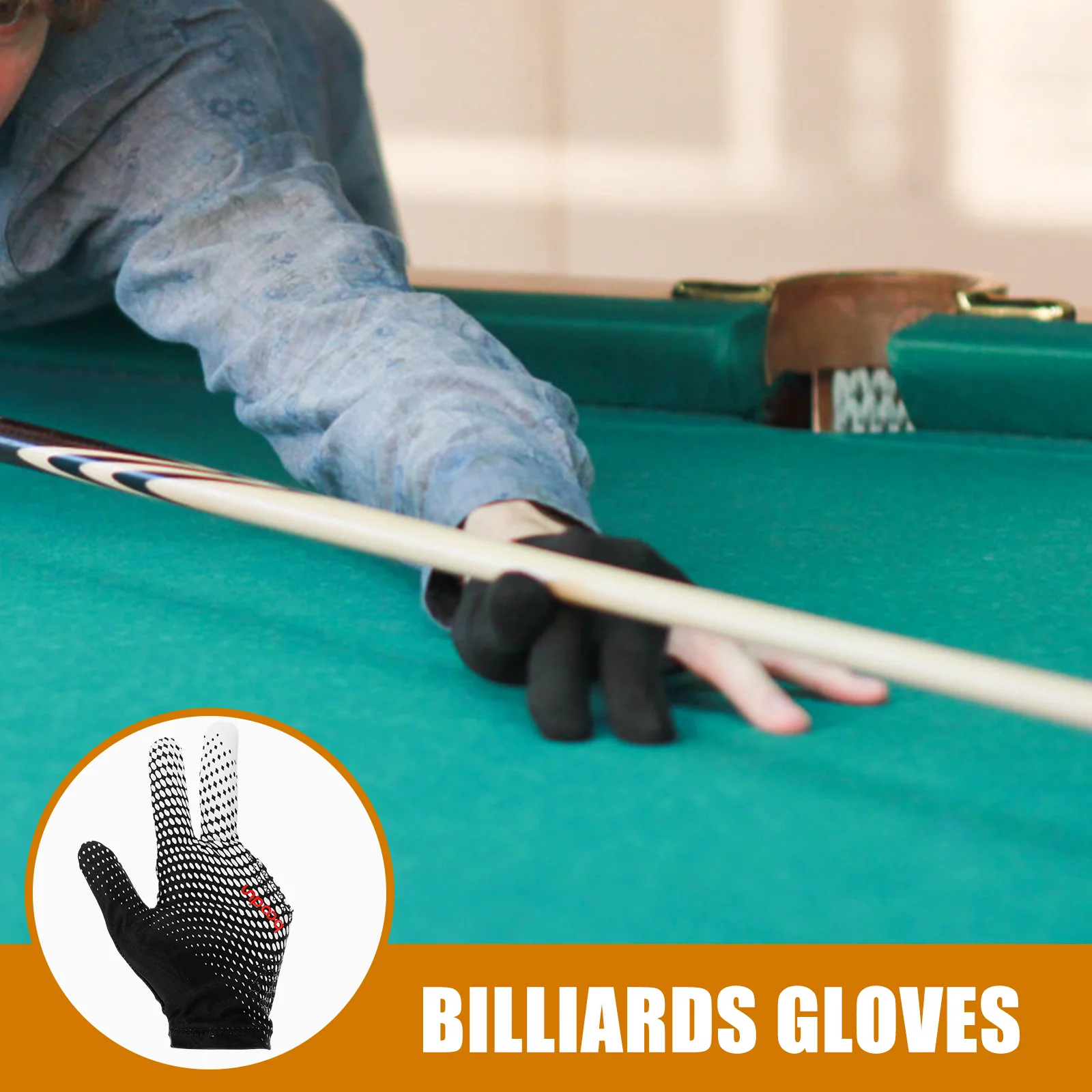 Gants de snooker à lumière ultraviolette, accessoires pour billard à 3 doigts