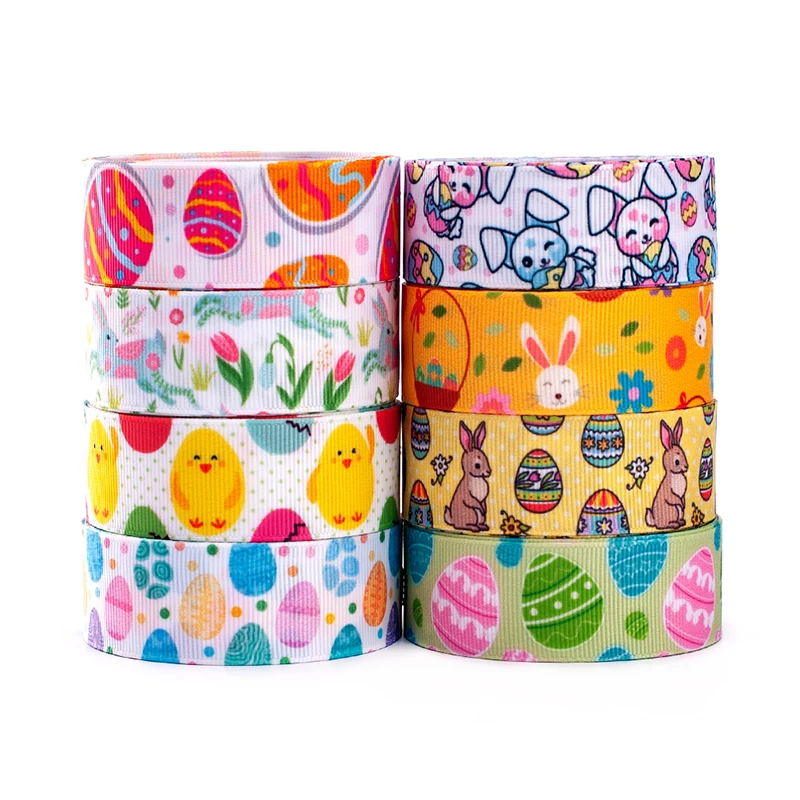 Random Set 5/10/20 Styles 22/25mm Easter Day Pattern Ribbon, Each 1yard