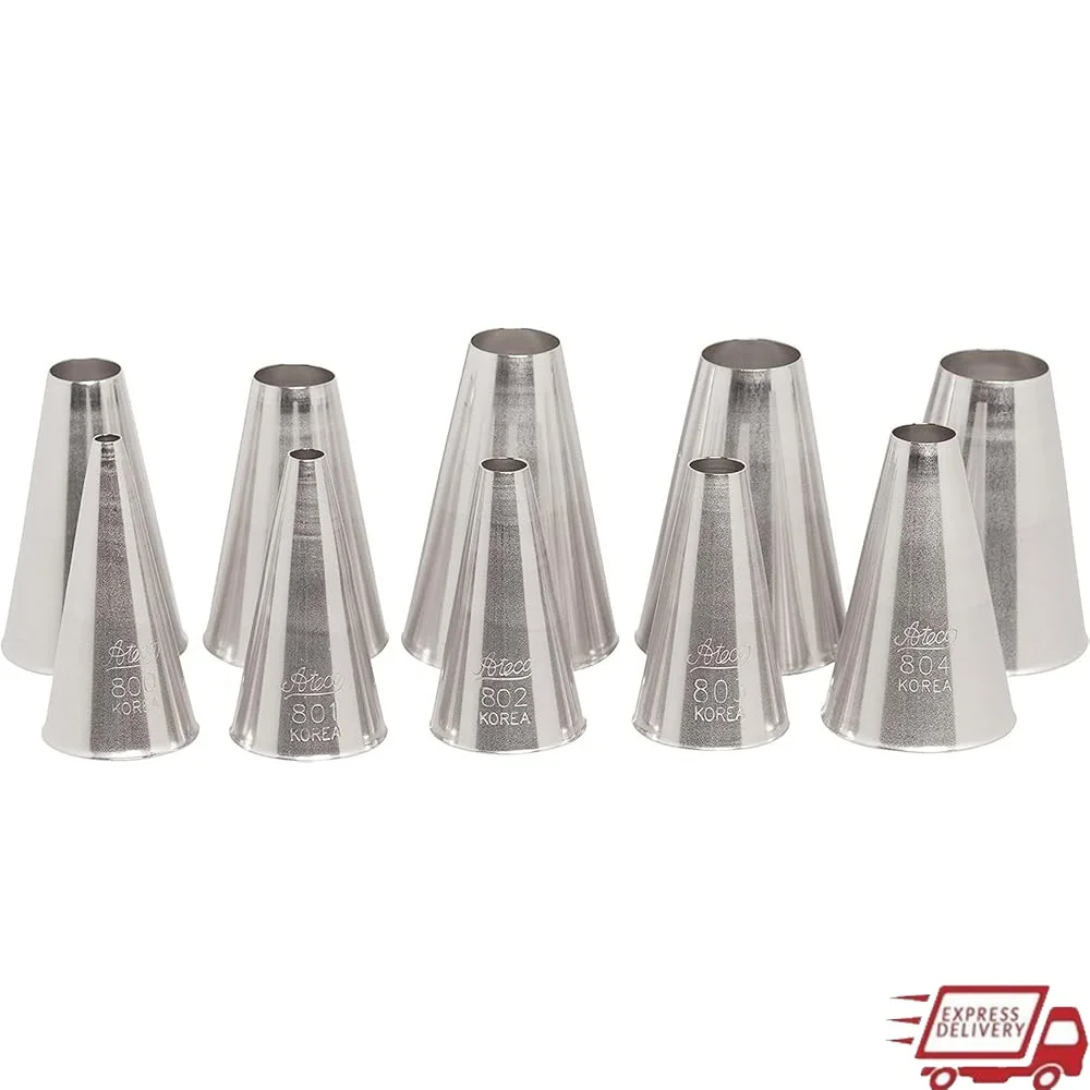 

Набор из 10 простых кондитерских наконечников из нержавеющей стали с защитным чехлом, которые можно мыть в посудомоечной машине, инструменты для выпечки, украшение торта