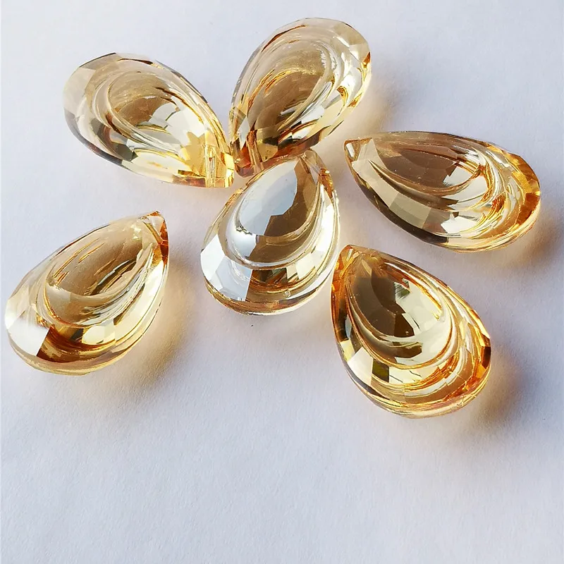 Free Rings 4Shapes 60pcs 38mm Champagne Crystal Chandelier Pendants Glass Curtain Parts Christmas Tree DIY Wedding Decoration