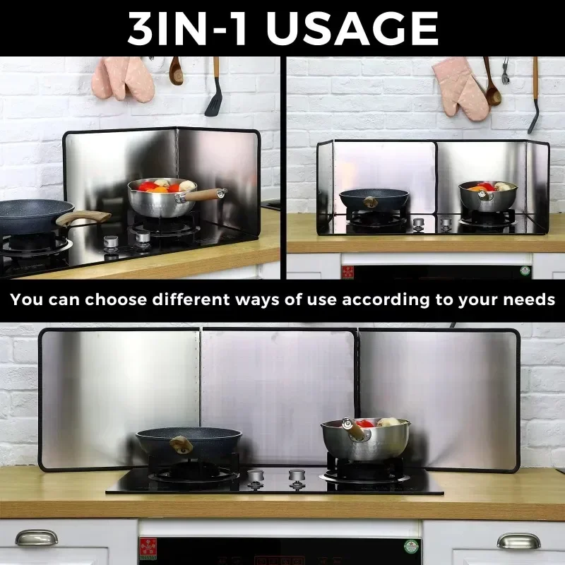 1/2Pcs Kitchen Gas Stove Baffle Stainless Steel Frying Oil Splashing Protection Foldable Splash Proof Baffle Kichen Accessories