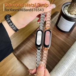 Luxury Glitter Diamond Metal Strap for Xiaomi Mi Band 8 7 Women Smartwatch Bracelet for Mi Band 7 6 5 4 3 Wristbands Accessories