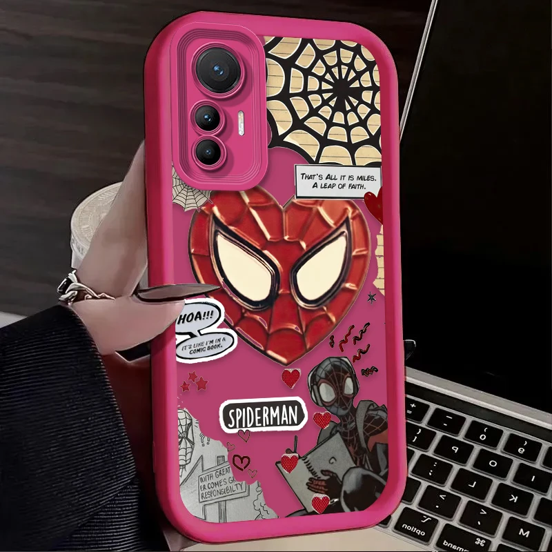 Marvel Spider Man Label Heart Art Case for Xiaomi 14T 13T 12T 11T 13 12 11 Lite 5G NE POCO X6 X5 F6 F5 F3 X4 GT X3 NFC M6 Pro 4G