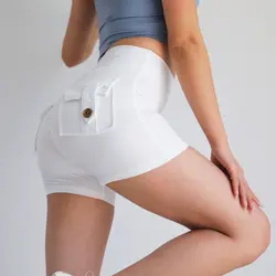 Summer Peach Butt Fitness Exercise Three-Quarter Pants Cargo Air Dry Pocket Yoga Tight lift the hips Women's Shorts
