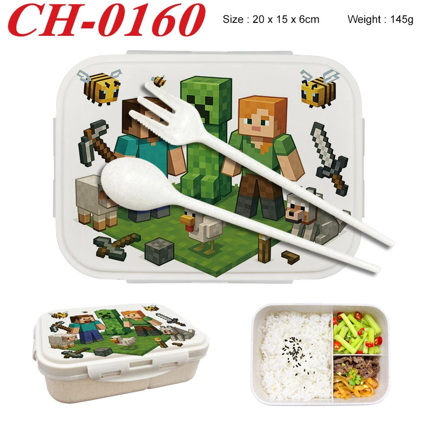 Minecrafted 3-piece Japanese-style insulated lunch box with a detachable handle and lid, suitable for women, backpacking, office view 5