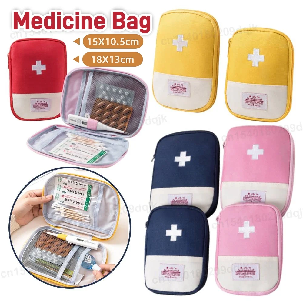 Przenośna torba medyczna, torba do przechowywania leków, mała torba medyczna na wyjazdy, podróżna apteczka pierwszej pomocy, organizer w kolorach makaroników.