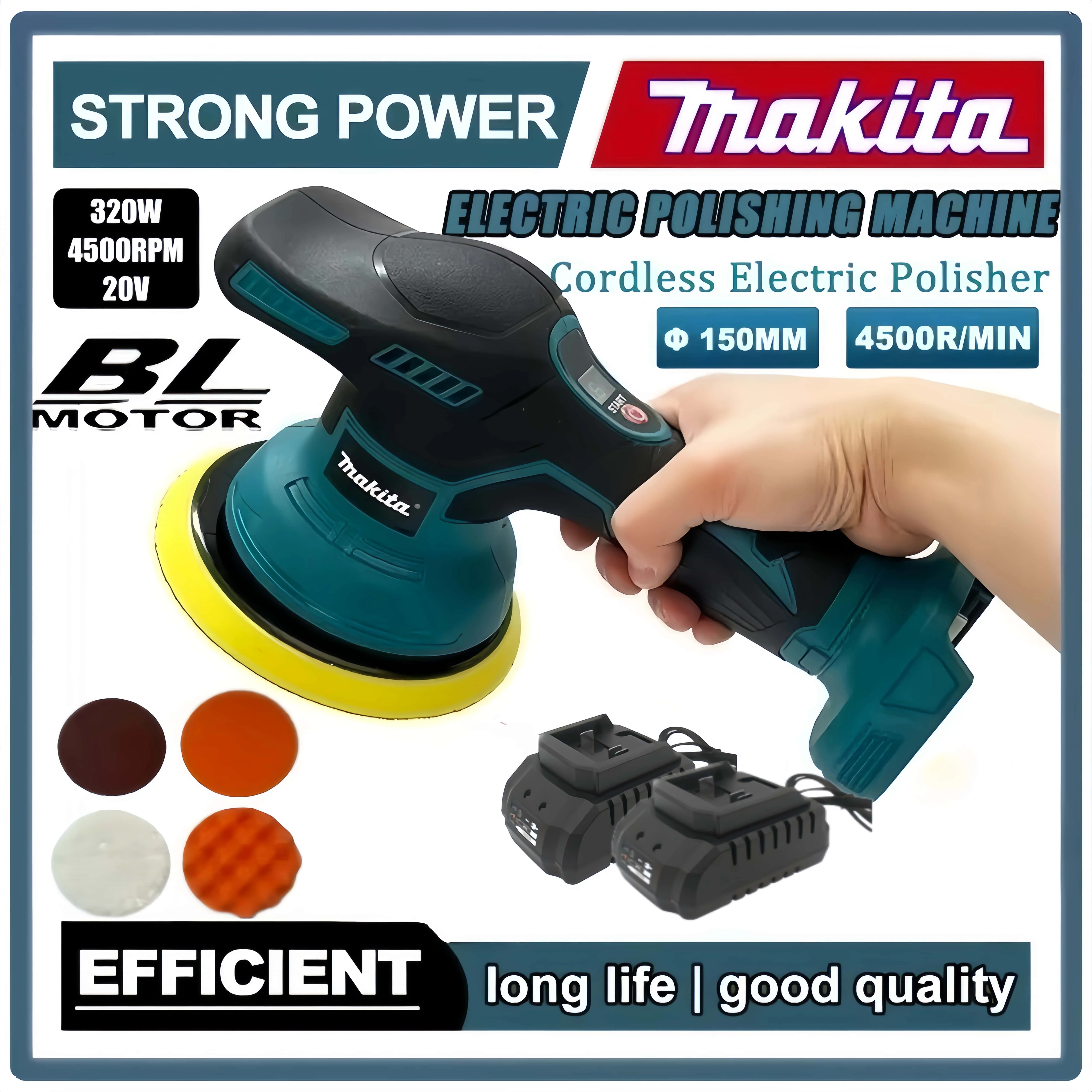 

Беспроводная полировальная машина Makita с 8 скоростями и цифровым дисплеем, электрический полировальный аппарат для автомобиля, совместимый с аккумуляторами Makita 18V и 20V.