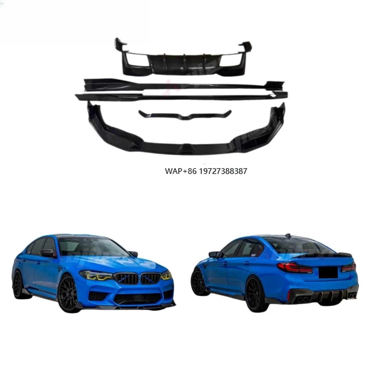 Hot Sale AE Style Real Carbon Fiber Full Body Kit for F90 M5 2017-2023 Car Carbon Fiber Front Lip Rear Diffuser Side Skirt
