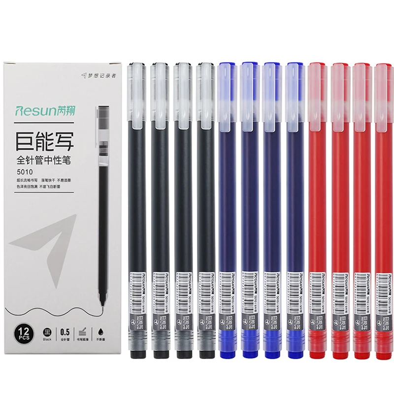 12/6pc/lot Gel Pen Super Durable Sign Pen 0.5MM Black/Blue/Red Ink Smooth Writing Caneta for Office School Stationary Supplies