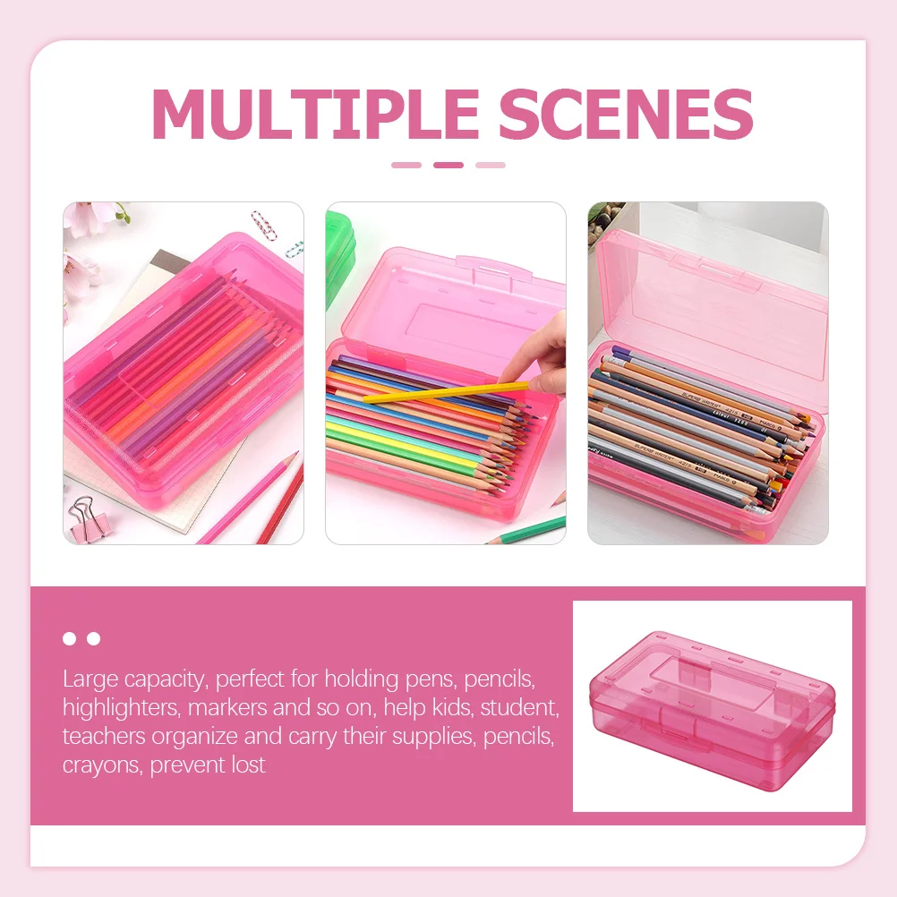 

Large Capacity Plastic Pencil Case Organizer Pen Design for Students School Supplies Pencil Box
