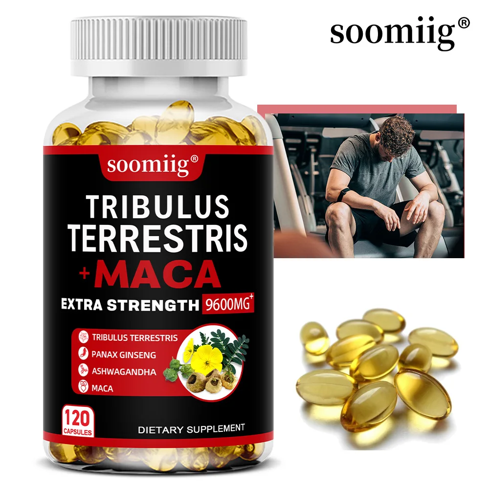 4-in-1 Tribulus Terrestris, Maca, Ginseng & Ashwagandha Capsules 9600mg, Daily Energy Endurance & Physical Performance Support