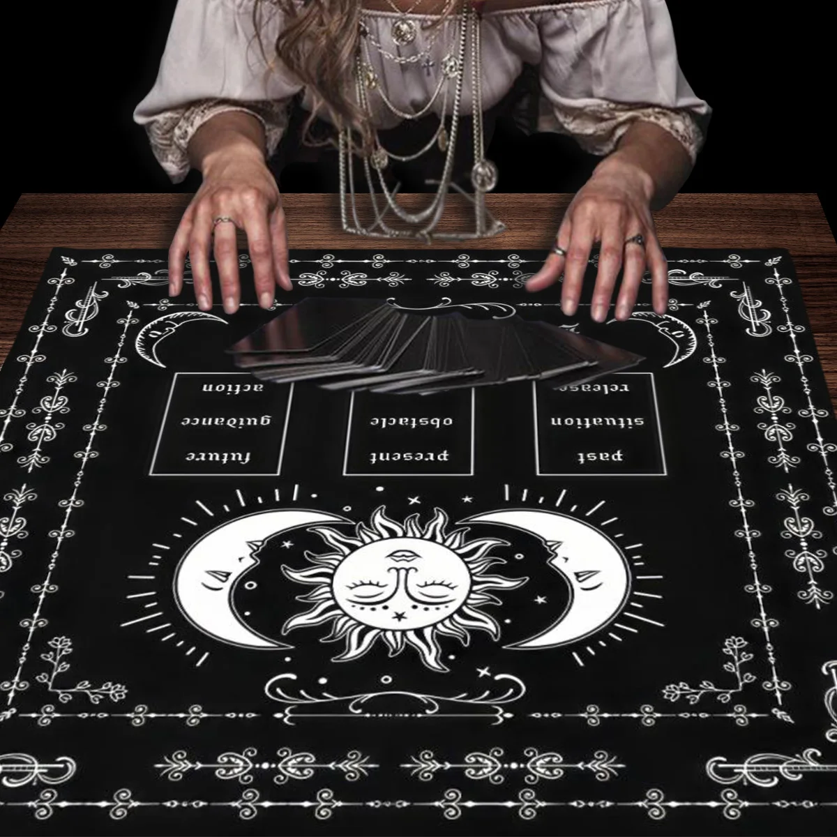 Know Thyself Tarots Tablecloth Cloth Altar Sun and moon Tarot Reading Tarot Mat Divination Tools Witch home Decor