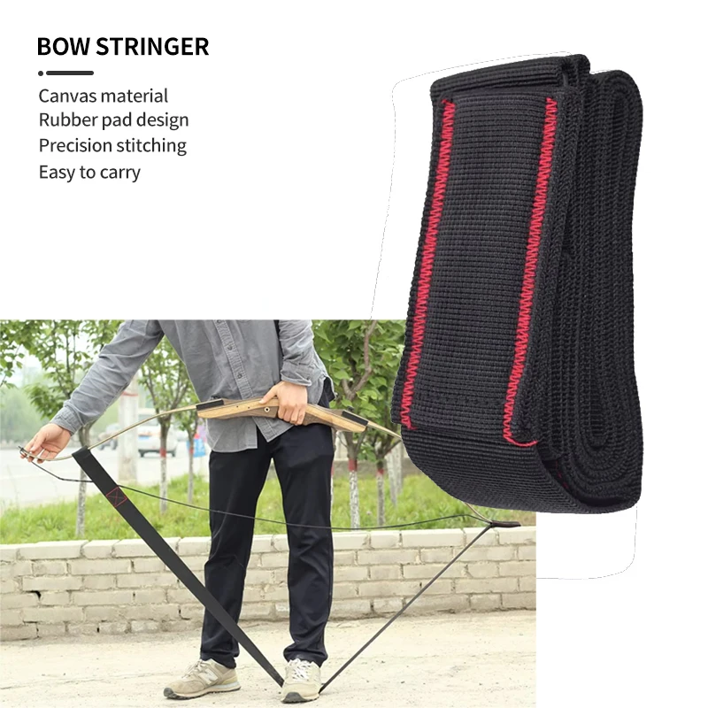 ecurve Bow Stringer Tool Polyester Bow String Installer Anti-Skid Pad for Longbow Traditional Hunting Target Bow
