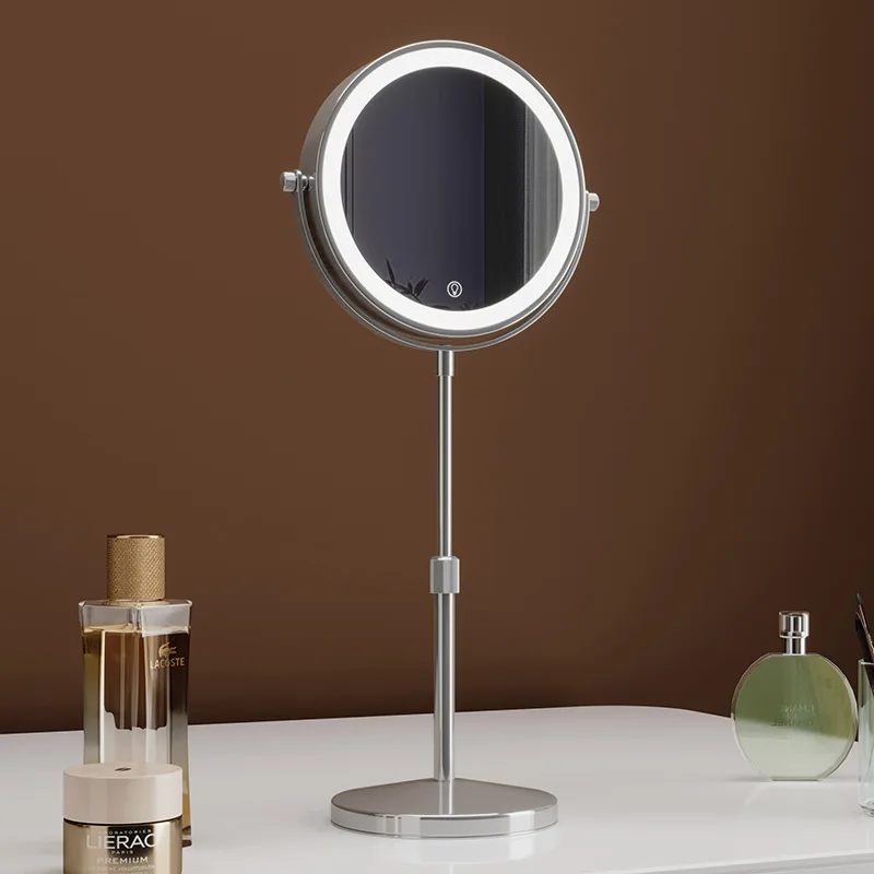 高さ調節可能な両面ミラー、上下に反転する伸縮式ミラー、LEDライト付きデスクトップ、拡大鏡付き化粧鏡、ポ