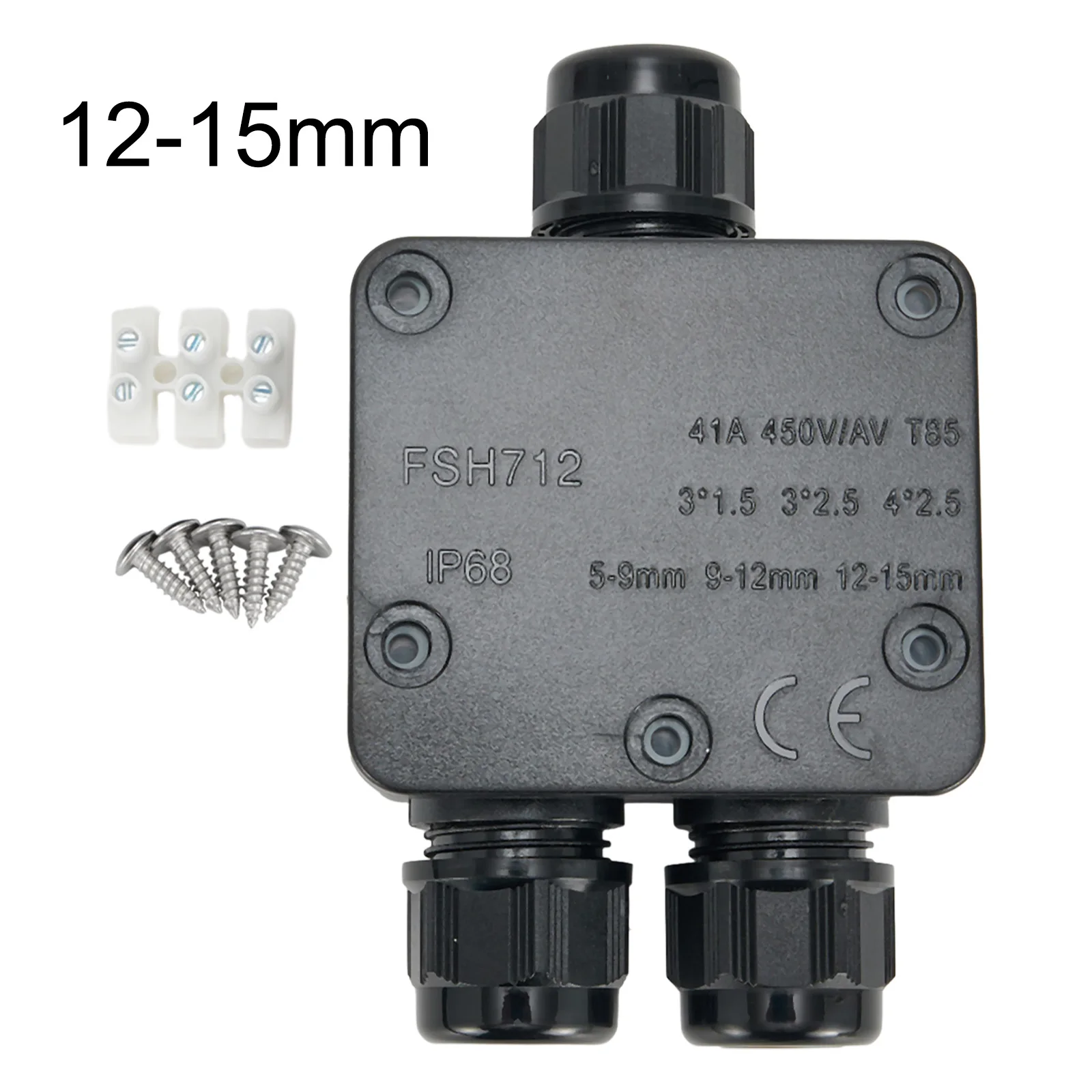 Boîte de connexion boîte de jonction étanche 3 voies 450V 54mm * 29mm * 27mm connecteur de câble terre IP68 extérieur pour intérieur