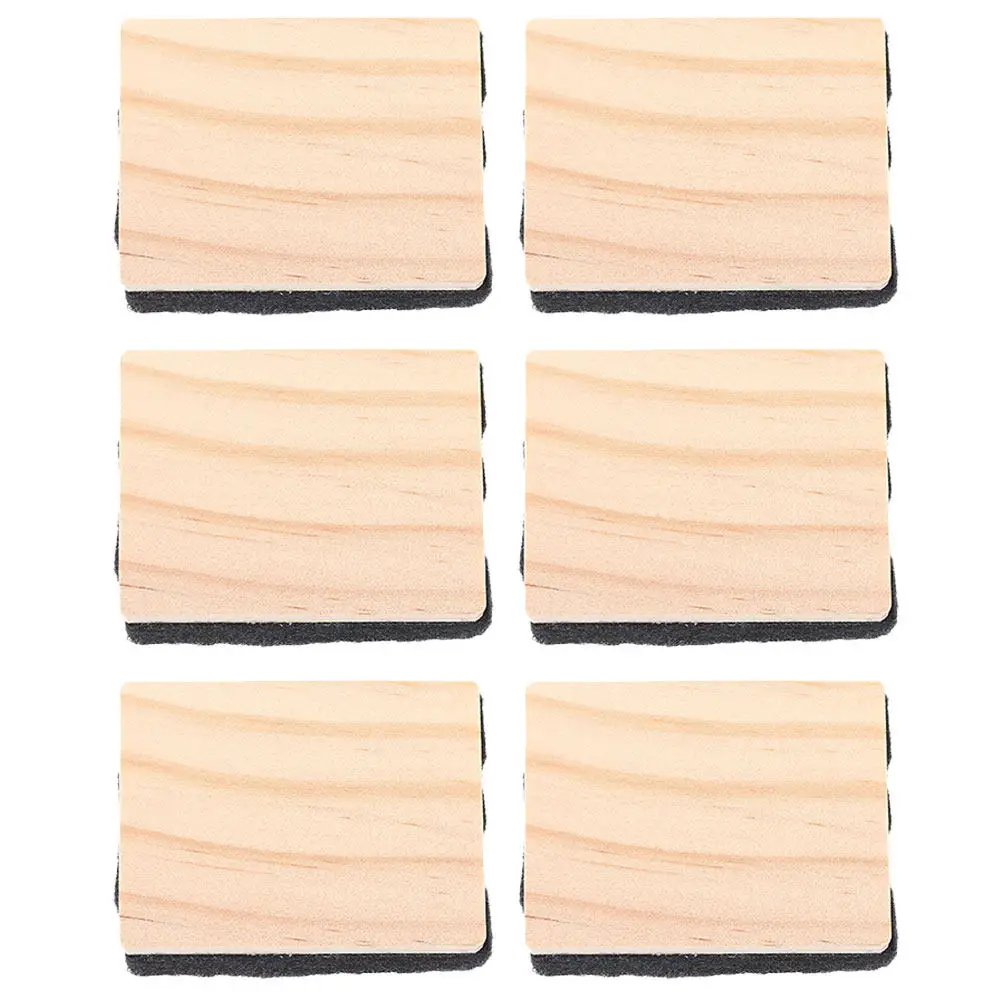 6Pcs Eco Friendly Wooden Felt Chalkboard Eraser Blackboard Chalk Eraser for Teachers Classroom School Office Supplies Dust Free