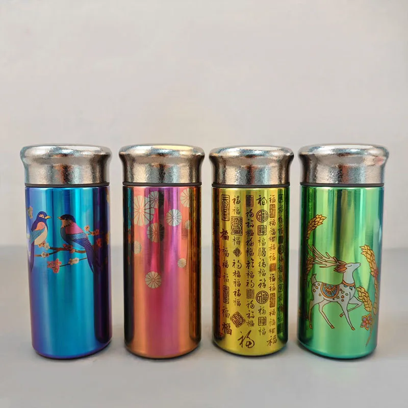 

200ml mini insulated cup,double-layer pure titanium,light luxury pattern,antibacterial and preservative,lightweight water bottle