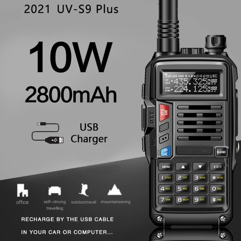 Long Ranges Two Way Radio with VHF UHF Double Frequency Waterproof Design & Build In Flashlight for Communication Device 896C