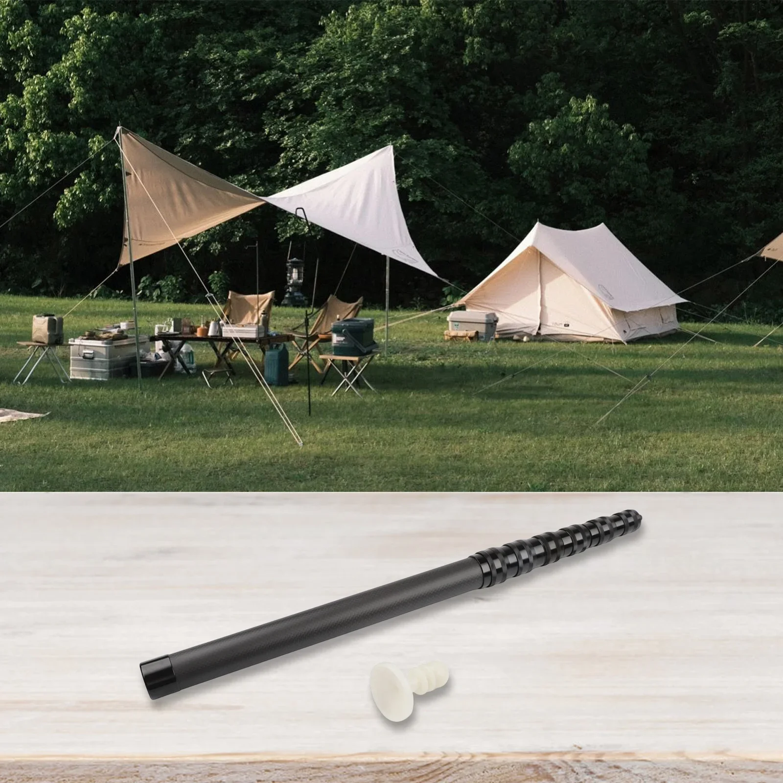 

1set Camping Tent Pole 1.35/1.74/2/2.3/2.6/2.85m Carbon Fiber Retractable Tarp Rod With Protection Cap＆Storage Bag Awning Parts