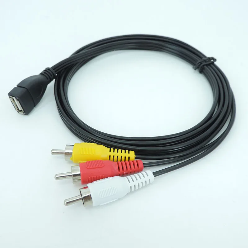 1.5m USB female to 3RCA male audio and video cable USB 2.0 to 3RCA audio and video converter for TV DVD set-top box B4