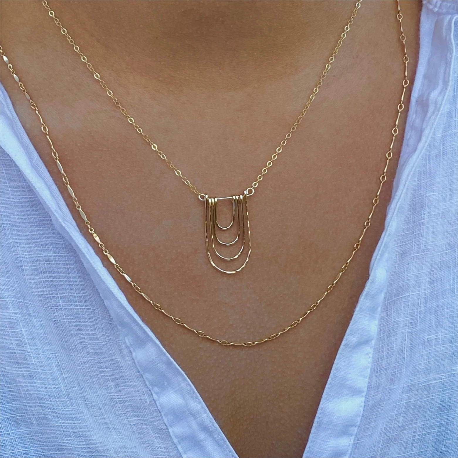 14K Gold Filled/925 Silver Modern Arc Necklace Handmade Dainty Wire Bridal Necklace Tarnish Resistant Jewelry Gifts for women