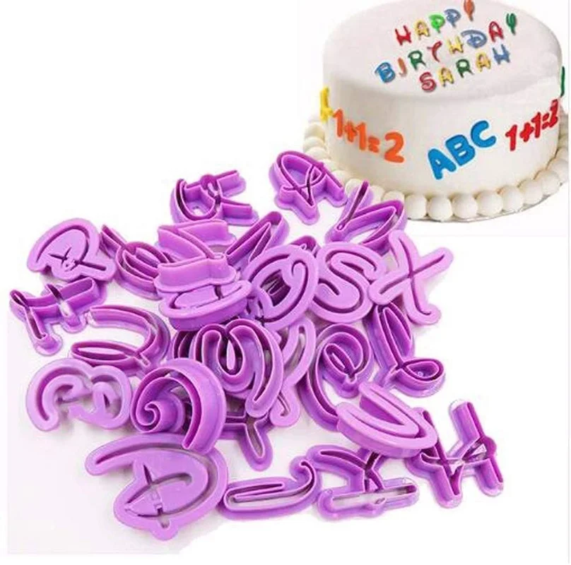 26/10pc Set of Alphanumeric Cake Mold Fondant Candy Craft Cookie Cutter Diy Handmade Project Clay Pastry Cake Decoration Tool