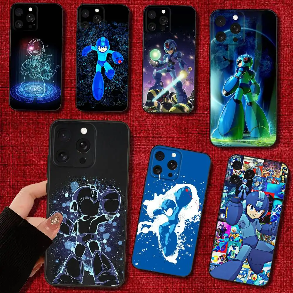 

R-Rockmans Game M-Megamans Phone Case For iPhone 16e,16,15,14,13,12,11,Pro,X,XS,Max,XR,Plus,Mini Soft Black Cover