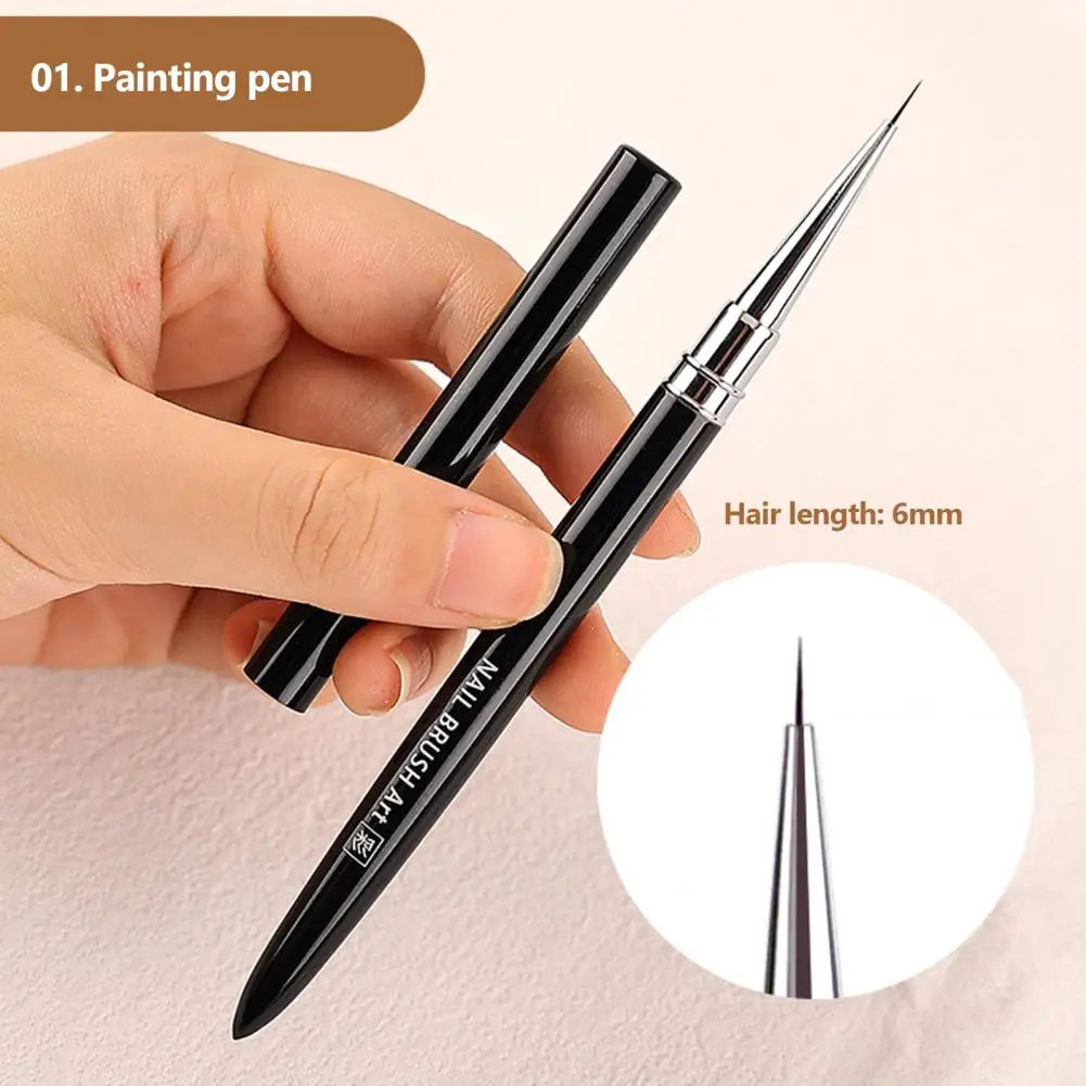 Nail Art Pen Professional Nail Brush Comfortable Grip Flat Slant Round Head Nail Phototherapy Pen Beauty Accessories