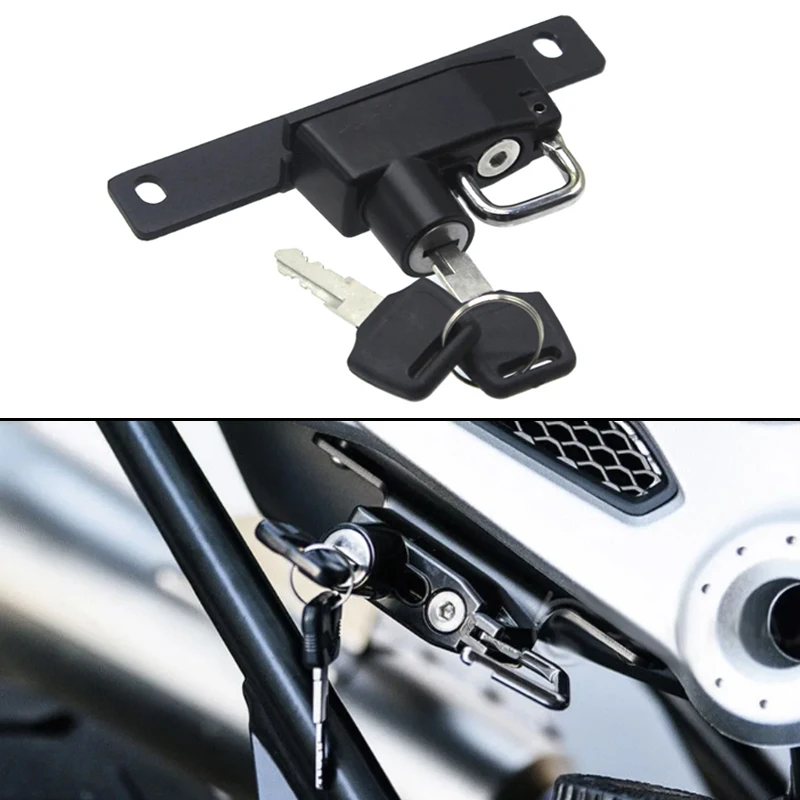 

Motorcycle Alloy Helmet Lock Mount Hook Black Right Side Anti-theft Security with 2 Keys For BMW R Nine T R Ninet R9T Scrambler