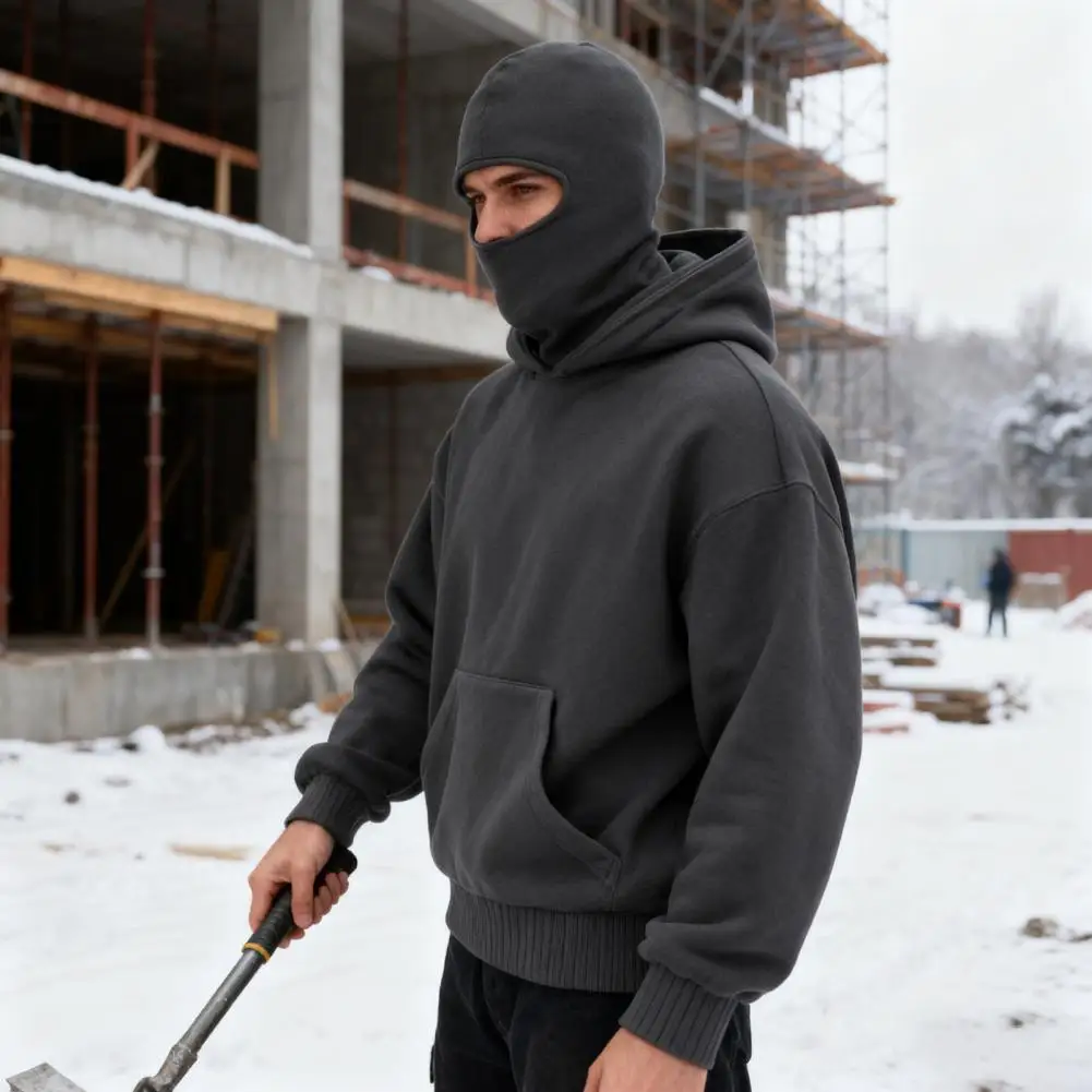 

Пуловер Толстовка Теплая толстовка Унисекс Балаклава Толстовка Пуловер с лыжной маской Ветрозащитная толстовка с капюшоном для бега на открытом воздухе