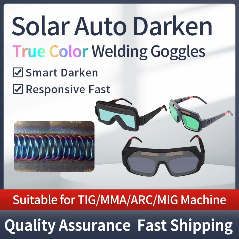 Máscara Solar con oscurecimiento automático, casco de soldadura de Color verdadero, sombra oscura, DIN9-DIN13, gafas