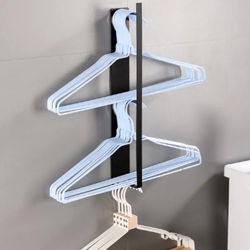 Clothes Hanger Holder Punch-Free Wall-Mounted Hanger Organizers and Storage Magnetic Absorption Wardrobe Balcony Clothes Hanger