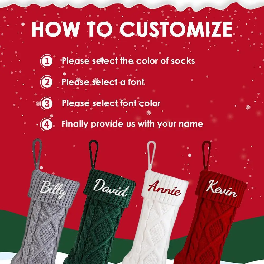 1pc 18” Custom Name Family Christmas Stocking Personalized Christmas Stockings Monogram Stocking Christmas Stocking Gifts