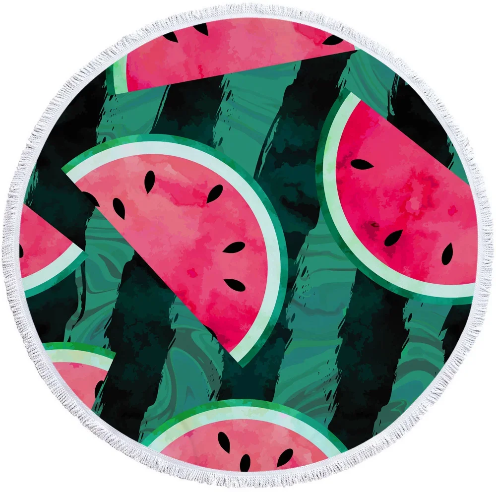 Watermelon Fashion Round Beach Towels Summer Thick Bath Towel Microfiber Fabric 150cm Size Swimming Travel Sport Adult Kids